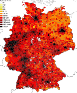 Bản đồ phân bố dân số nước Đức.