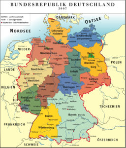 Bản đồ hành chính nước Đức.